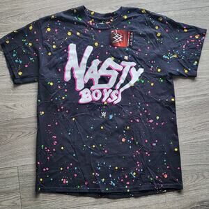 Nasty Boys WWE Wrestling Size Large Official 2019 Paint Splatter Tshirt NWT!!